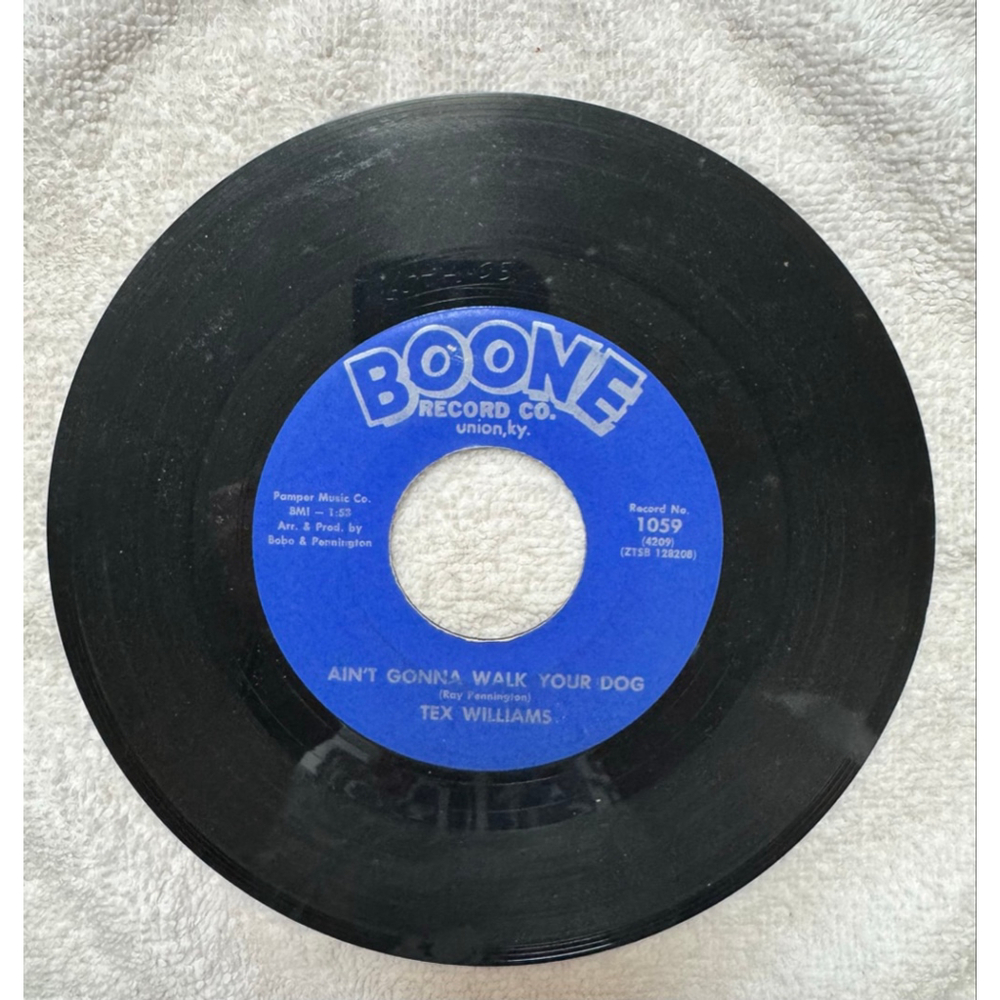 1967 Boone Records 45 RPM Tex Williams “Black Jack County”